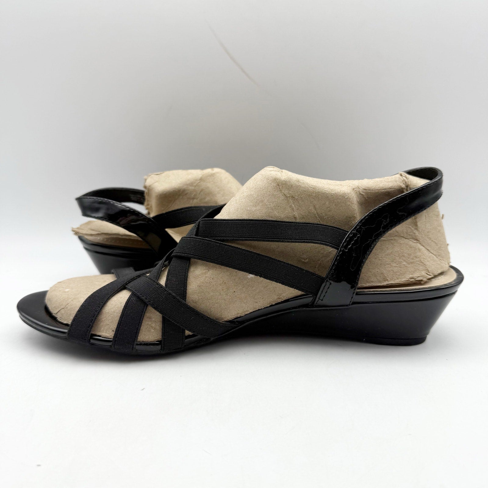 LifeStride Womens Yung Strappy Wedge Sandals US 9 Narrow EU 40 Black NWOB