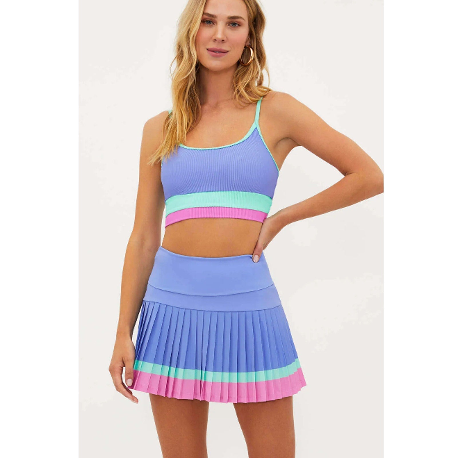 BEACH RIOT Women's Eva Top Size Small Blue High Tide Colorblock Scoop Neck NWT