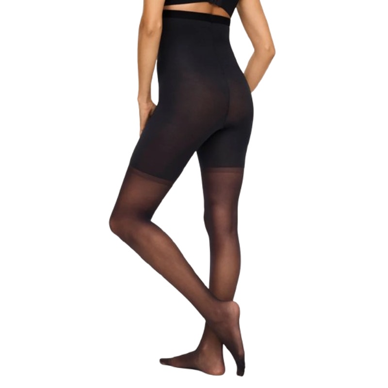 RED HOT BY SPANX High Waist Mid-Thigh Sheer Pantyhose Size 1 Very Black NWT