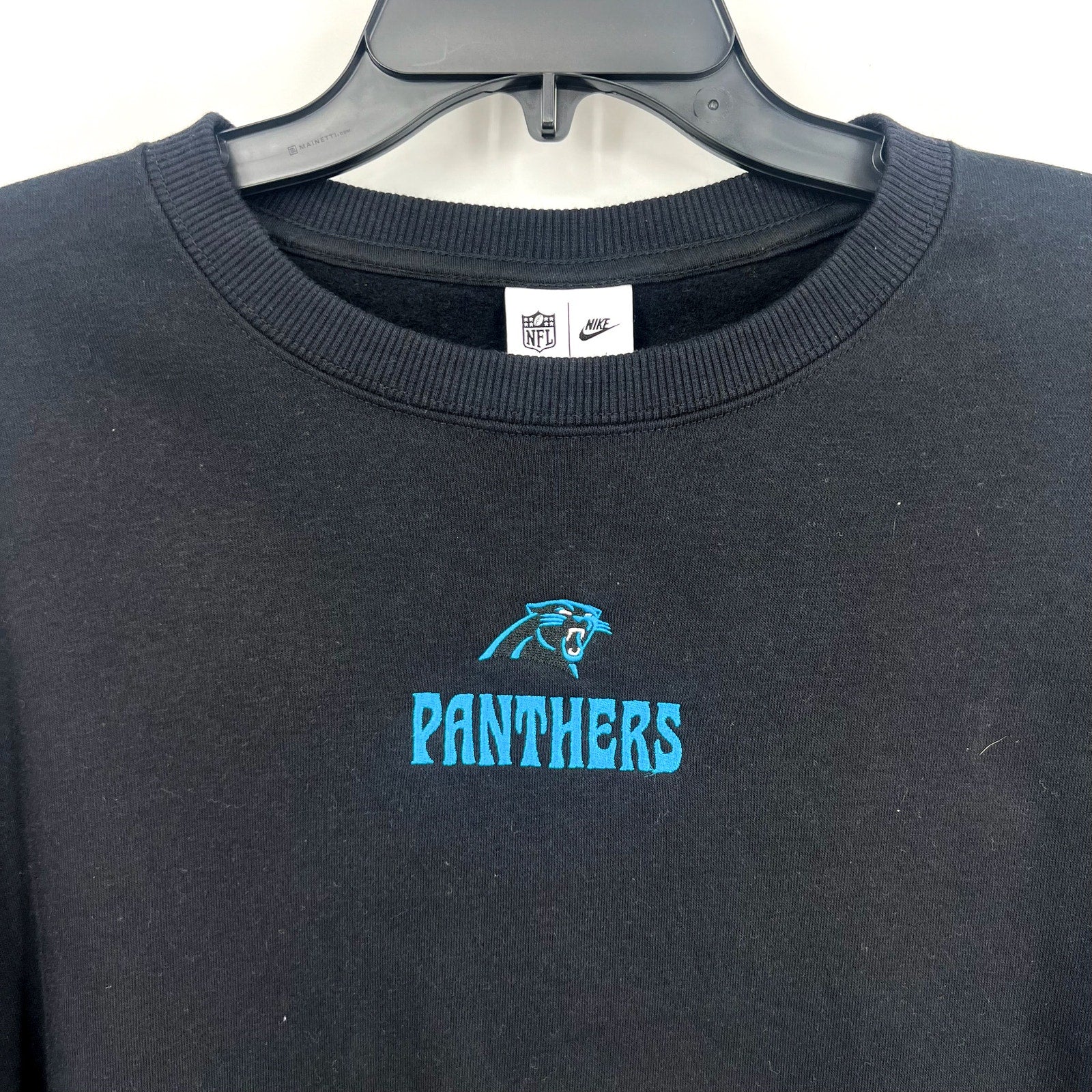 Nike Womens Carolina Panthers Oversized Rewind Sweatshirt Large Black NWT