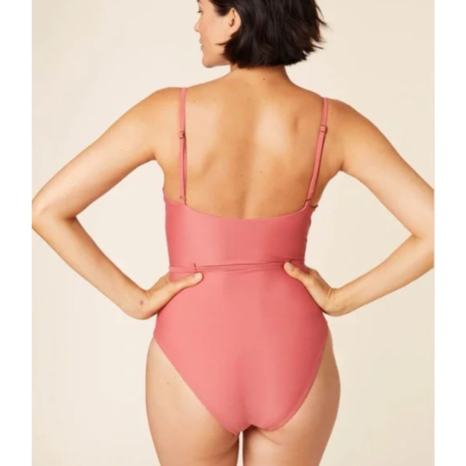 ANDIE SWIM Riviera One Piece Swimsuit Medium 8-10 Punch Pink Belted Scoop NWT