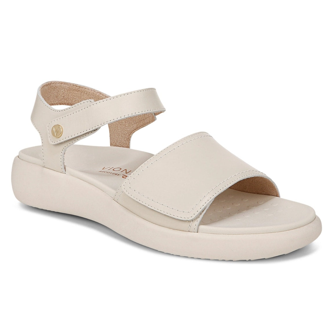 Vionic Womens Awaken Sandals US 8 Wide EU 38.5 White Cream Leather NIB