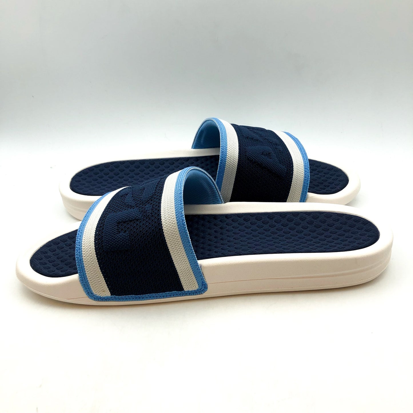 APL Mens Big Logo TechLoom Slide Sandals US 11 EU 44.5 White Blue Slip On NIB