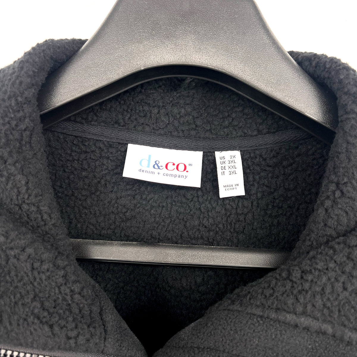 DENIM & CO. Women's Fleece Bonded Sherpa Jacket 2X Black NWOT