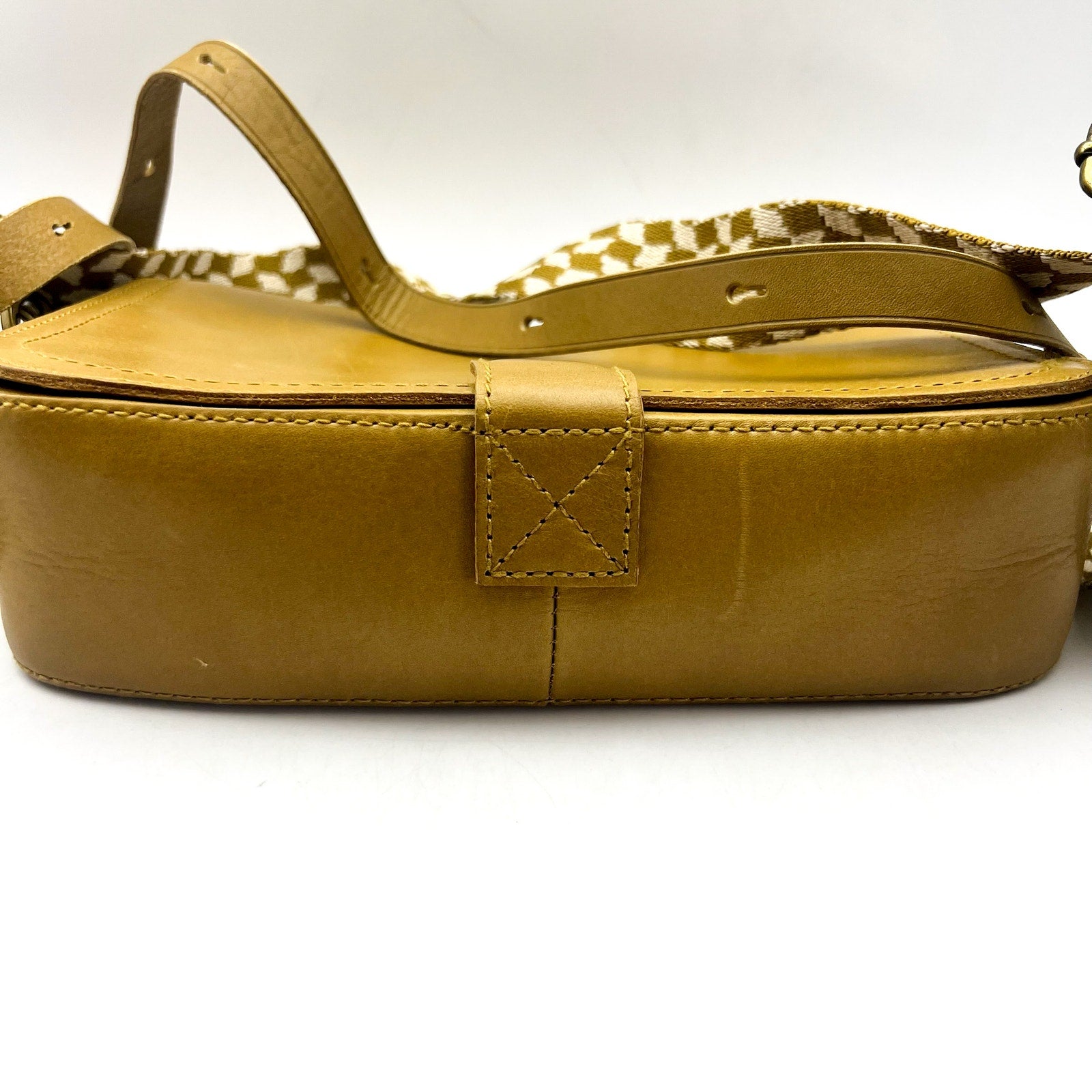 MADEWELL Women’s Transport Flap Shoulder Bag Gold Checkerboard Strap NJ034 NWT