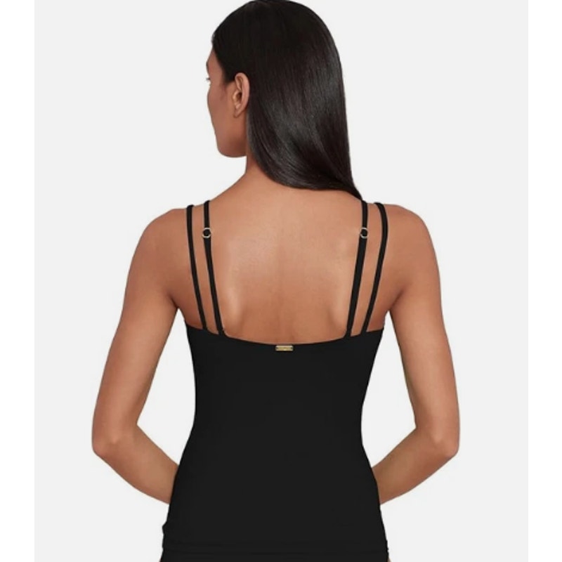 LAUREN RALPH LAUREN Double Strap Twist Tankini Top Size 4 Black Underwire NWT