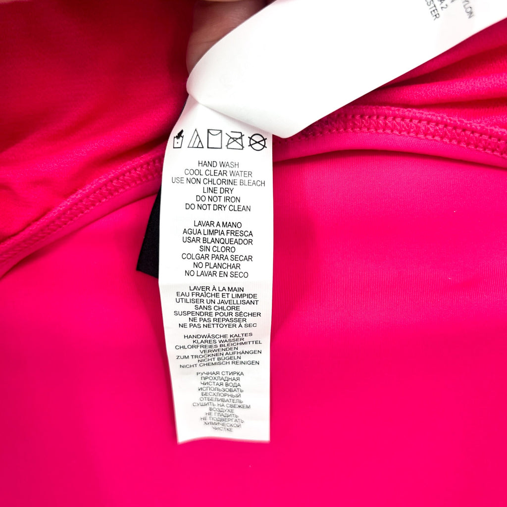 LAUREN RALPH LAUREN Over The Shoulder One Piece Swimsuit Size 12 Pink Ring NWT