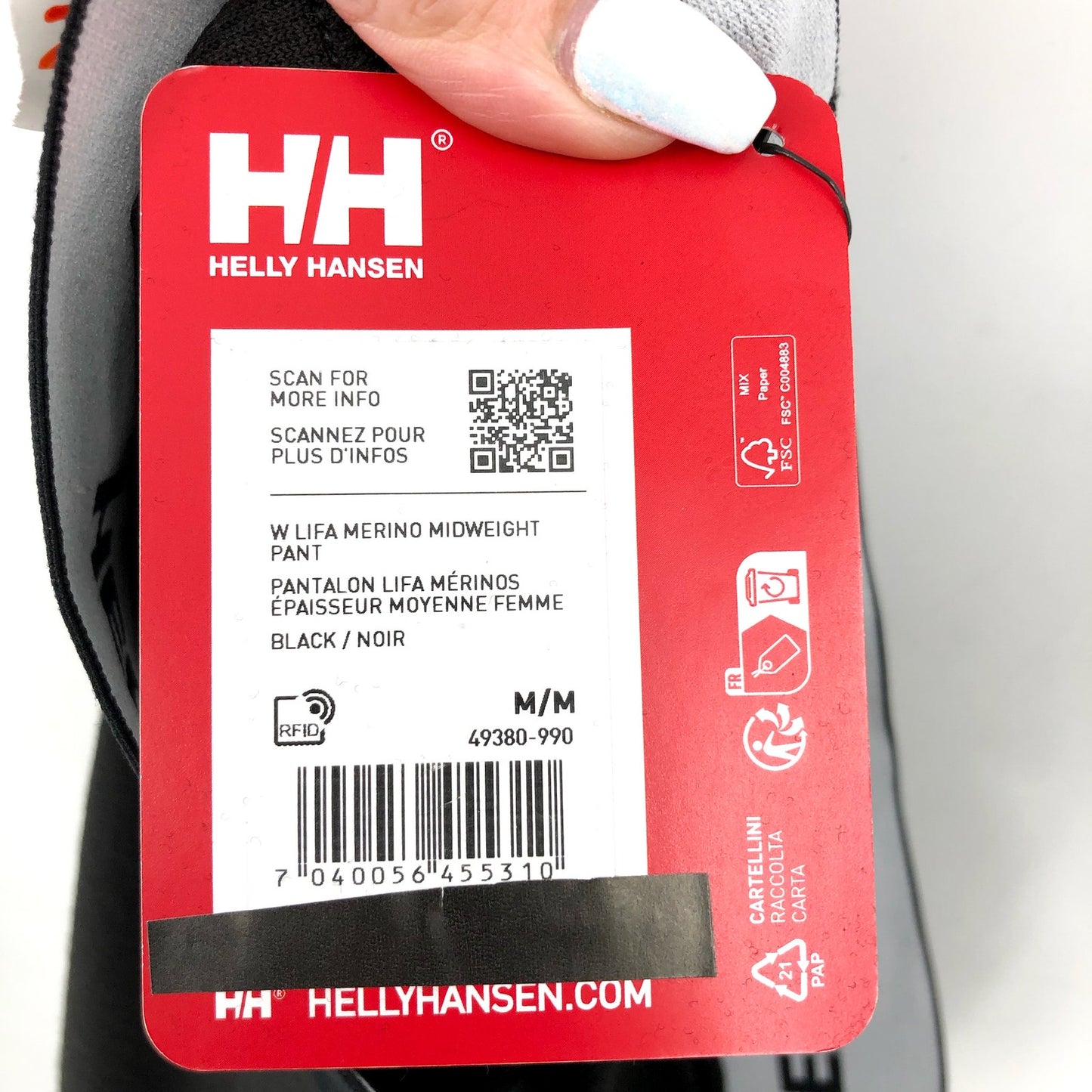 HELLY HANSEN Women's Lifa Merino Pants Black Base Layer Midweight MEDIUM