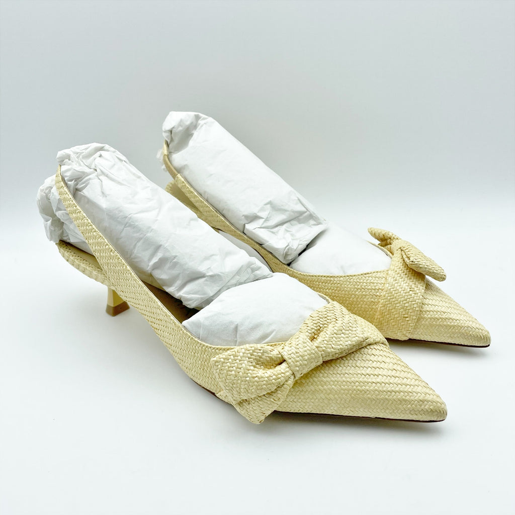 Stuart Weitzman Womens Sofia 50 Slingback Heels US 7.5 B EU 38 Beige NIB