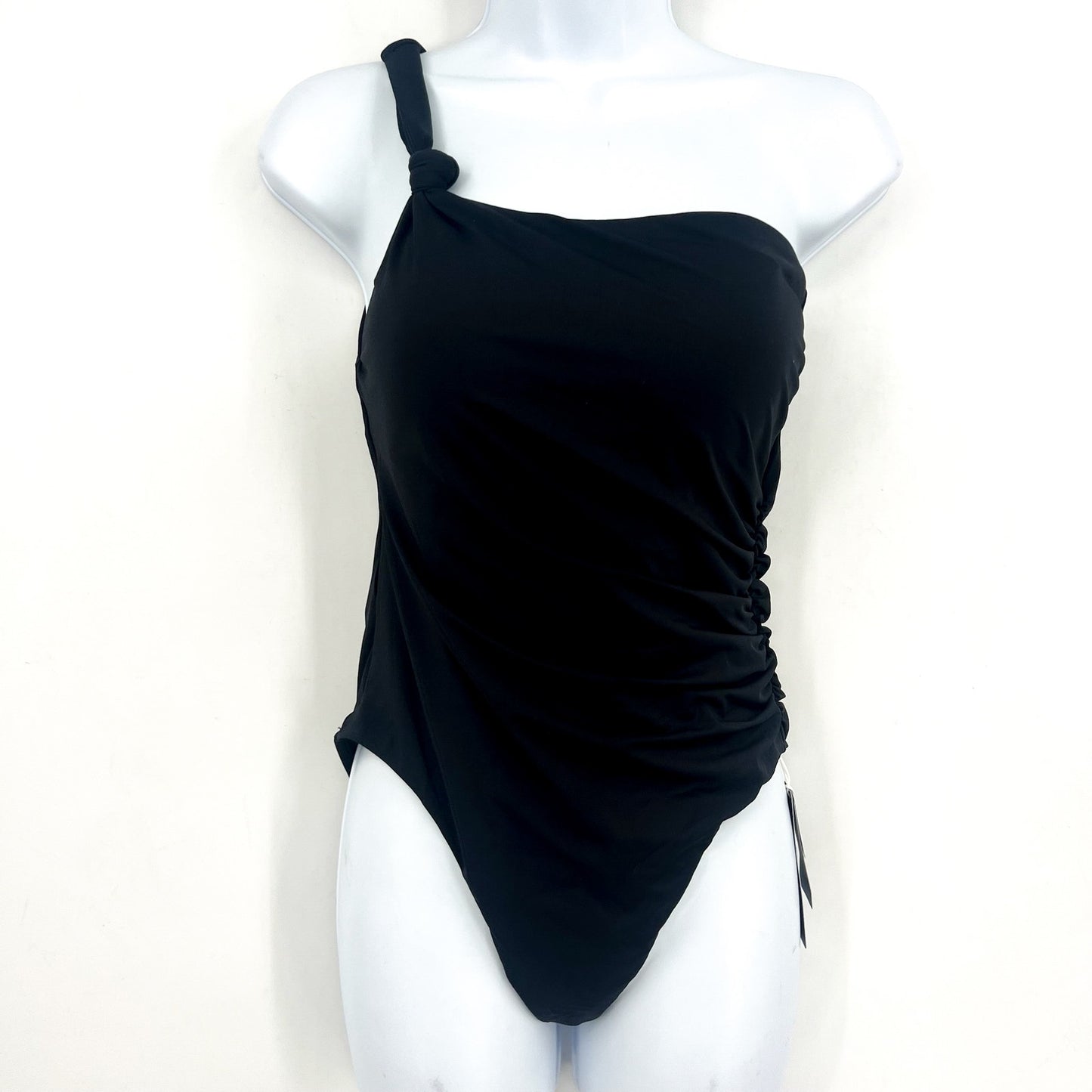 SEAFOLLY COLLECTIVE One Shoulder One Piece Size 8 Black Ruched NWT
