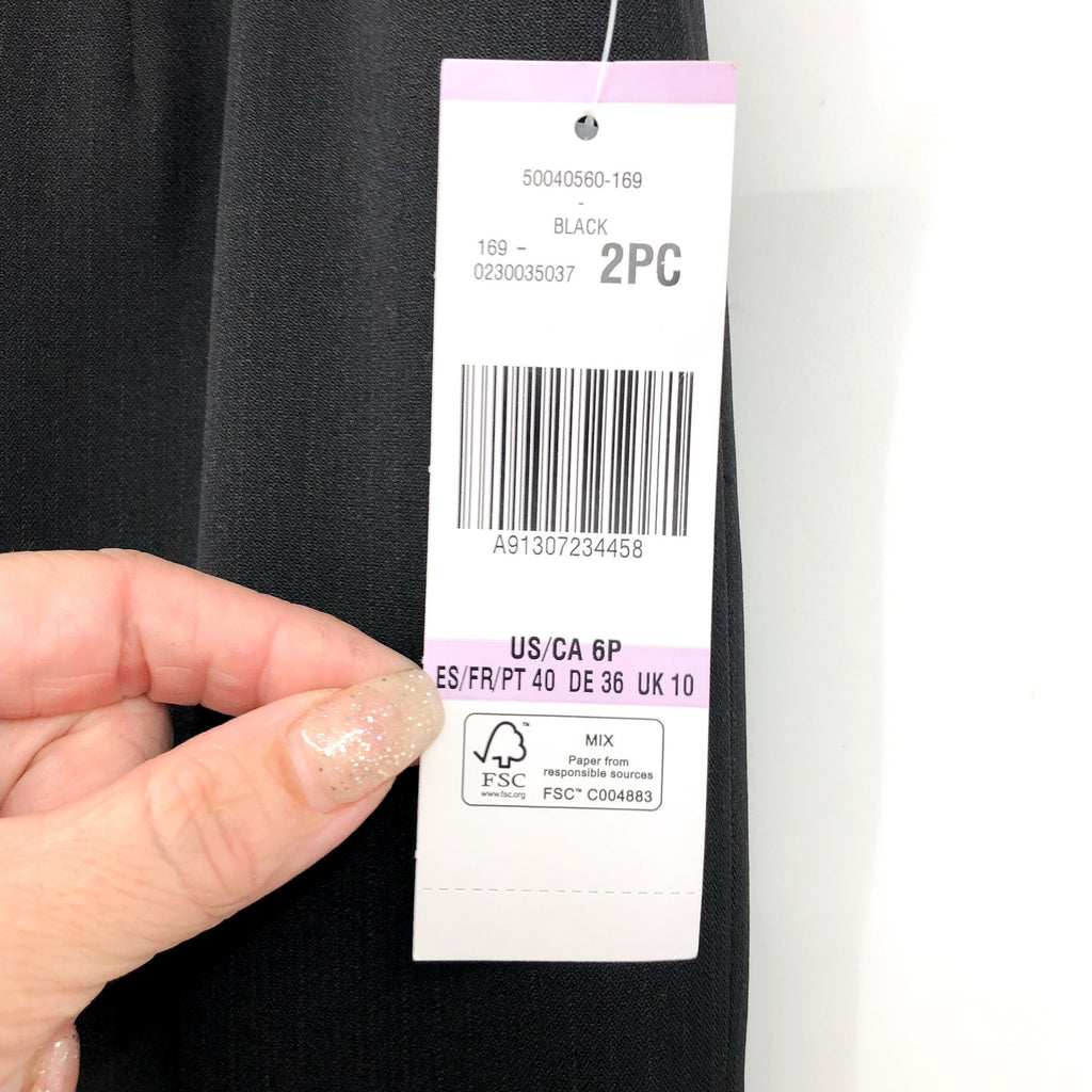 LE SUIT Women's Kate Straight Leg Dress Pants Size 6 Petite Black Flat Front NWT