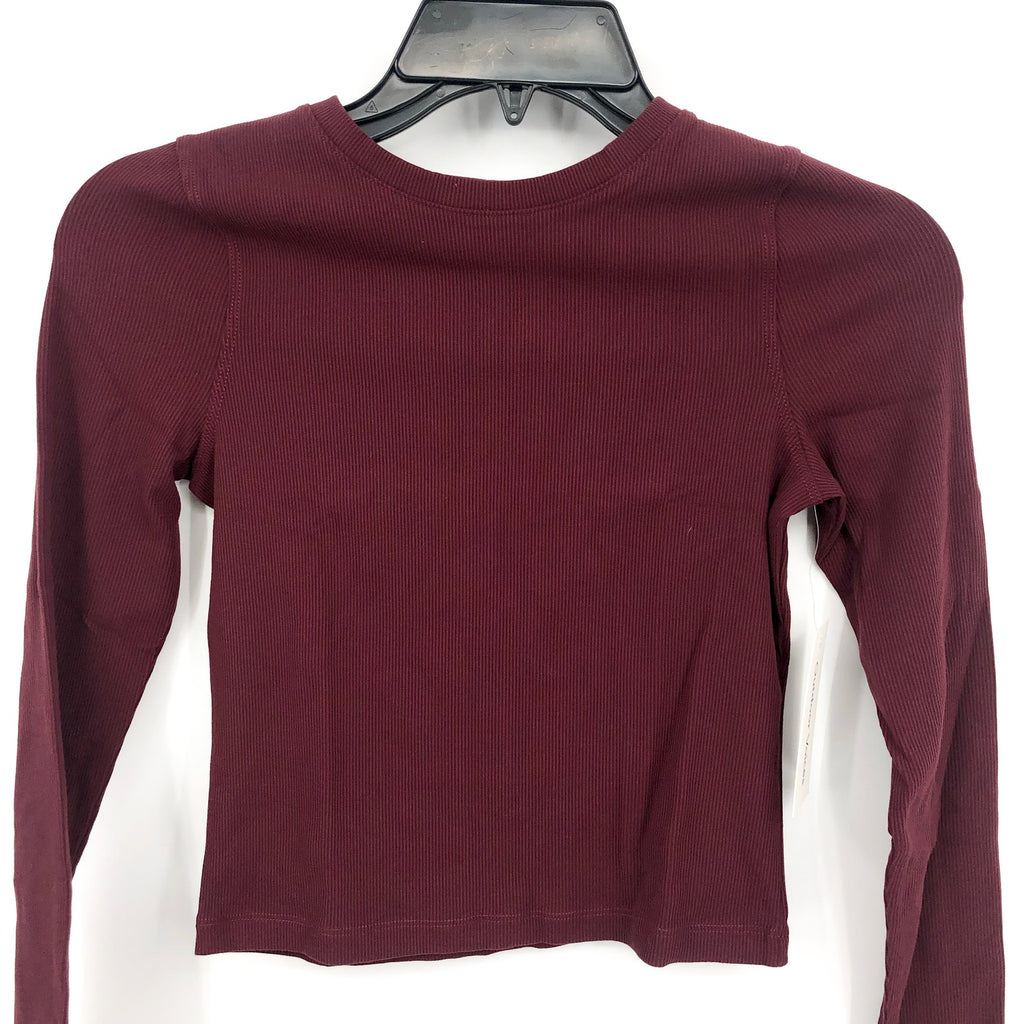 OUTDOOR VOICES Womens SuperForm Rib Crop Top 3XL Red Shiraz Long Sleeve NWT