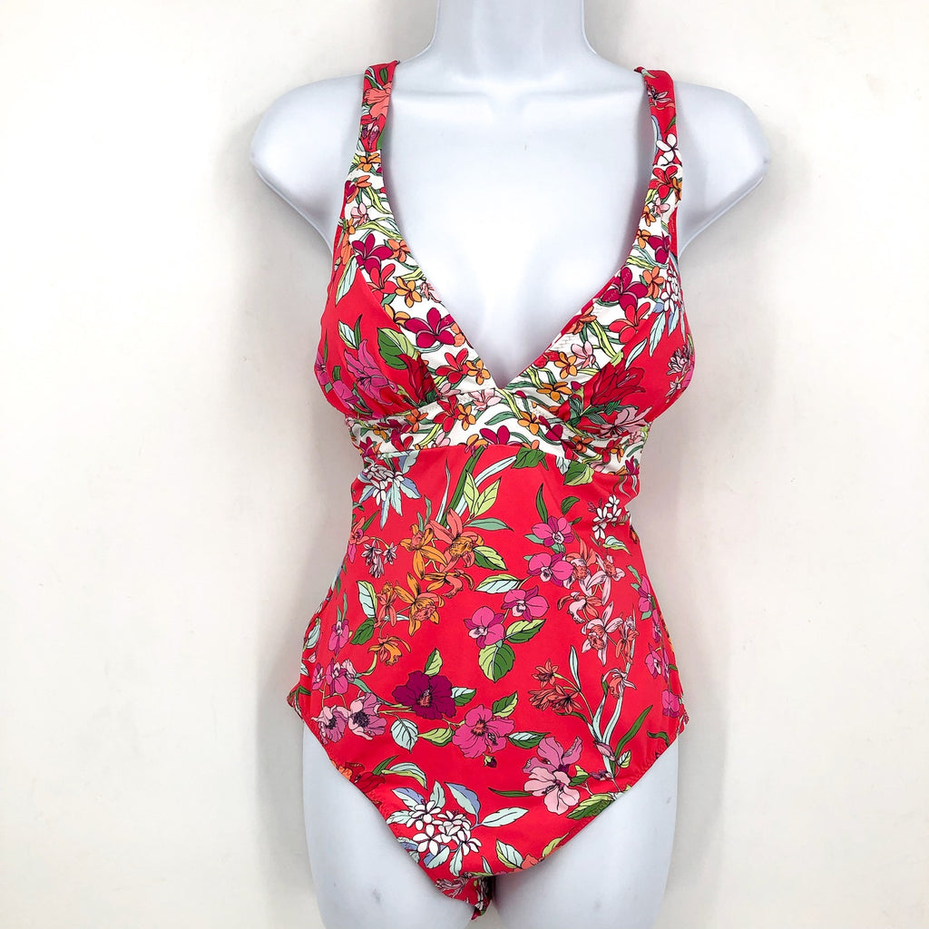 TOMMY BAHAMA Reversible One Piece Swimsuit Size 14 Pink Floral Gingham NWT