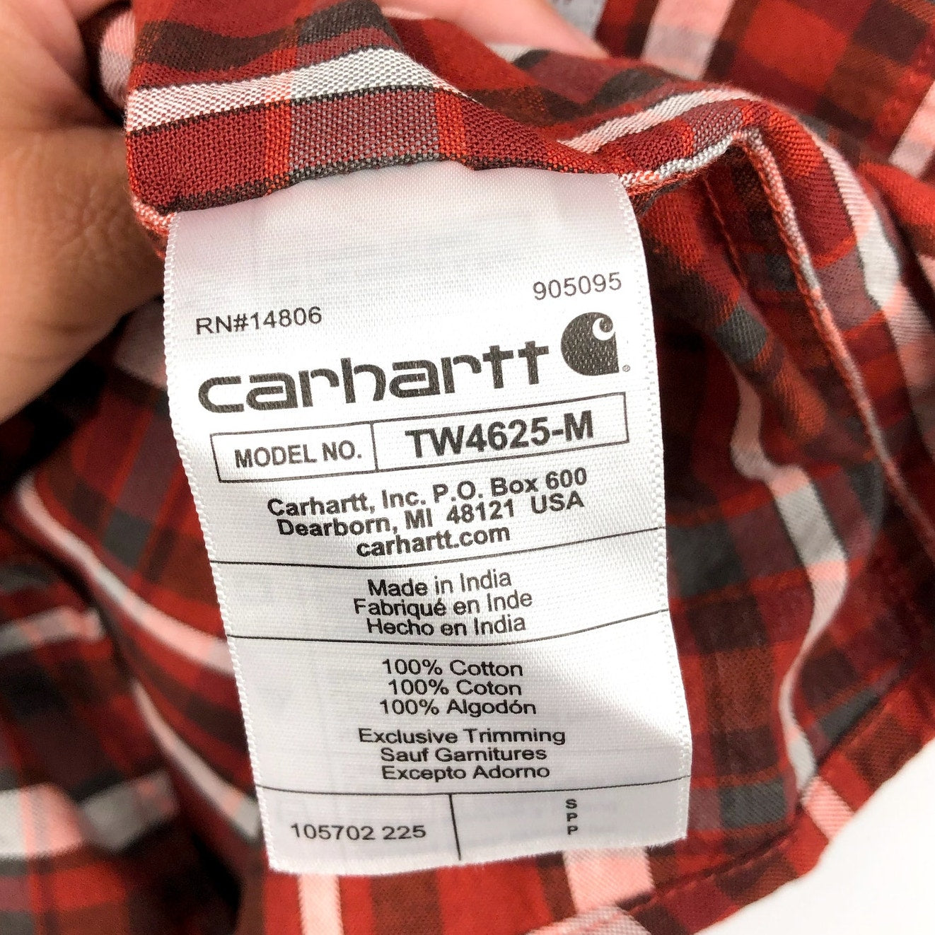 CARHARTT Mens Loose Fit Casual Shirt Small Red Plaid Short Sleeve Midweight NWT
