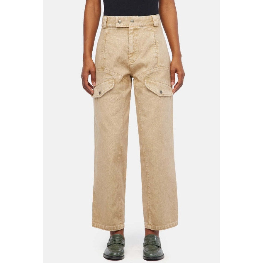 LACAUSA Women's Diego Cargo Trouser Jeans Size 4 Sand Mineral Wash High Rise NWT