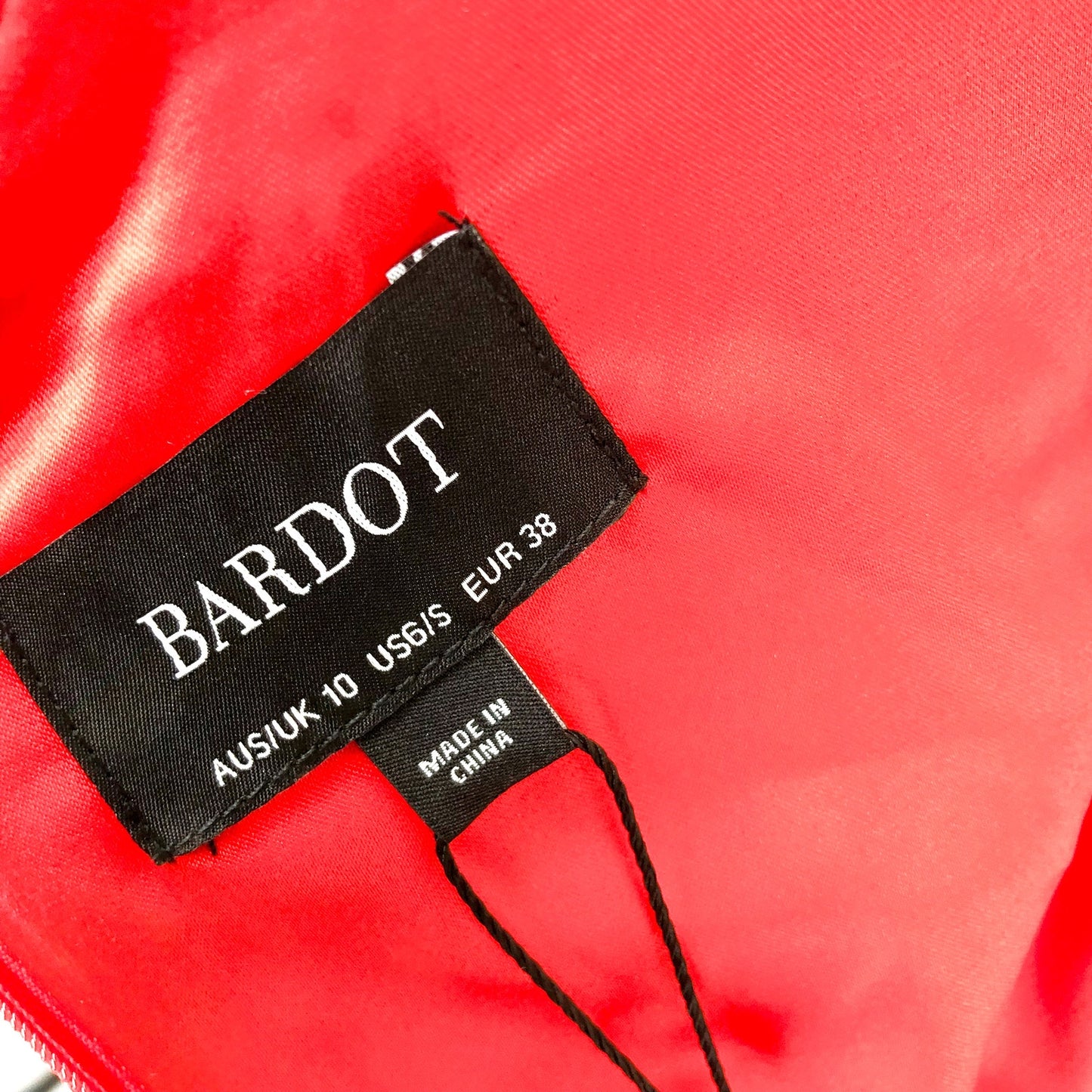 Bardot Ariel Leaf Lace Midi Dress US 6 Small Lipstick Red Spaghetti Straps NWT