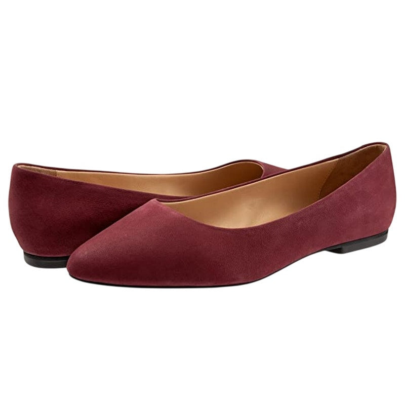 Trotters Womens Estee Flats US 9 M Dark Cherry Red Nubuck Leather NIB