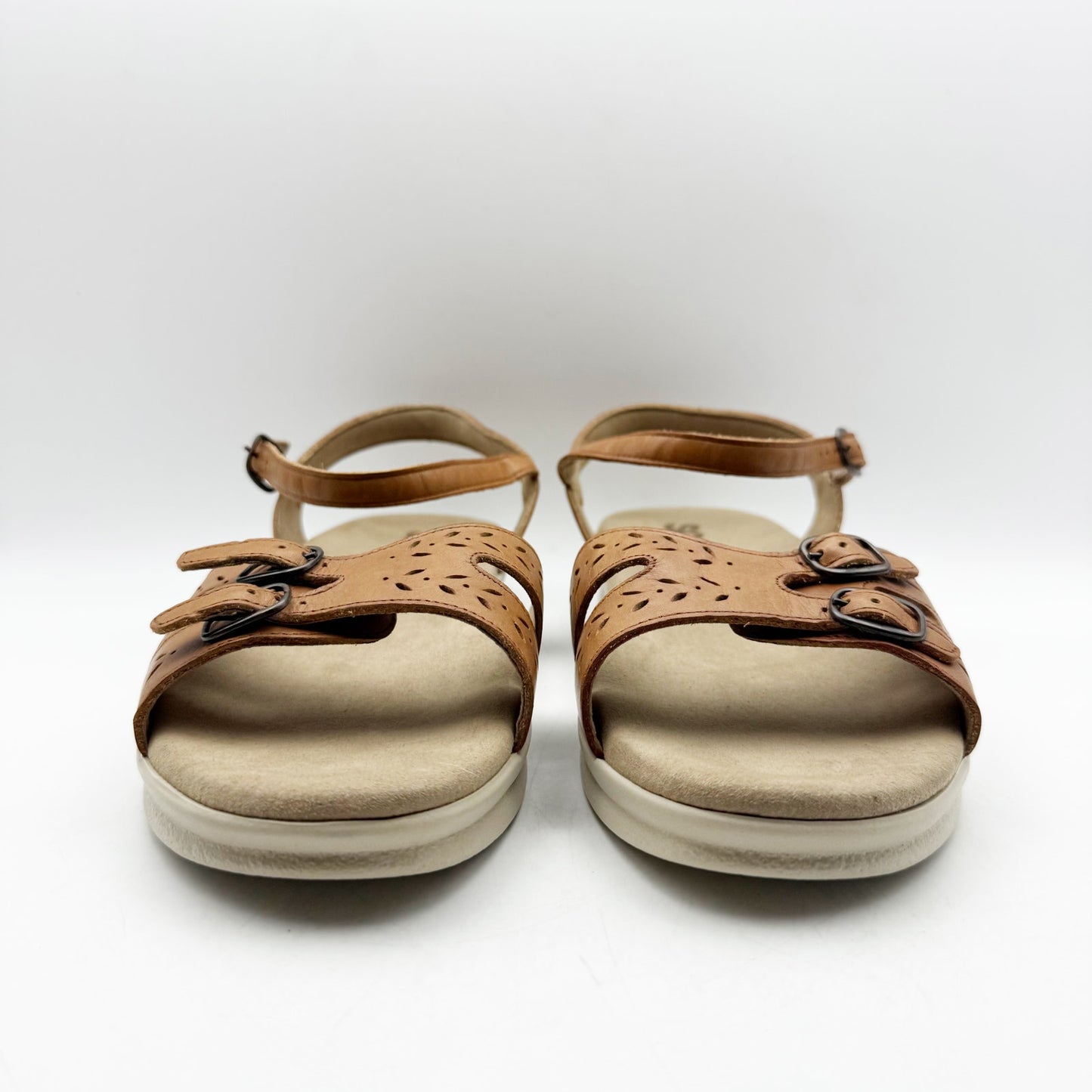 SAS Womens Duo Comfort Sandals US 11 XWide WW Tan Leather Adjustable Buckle