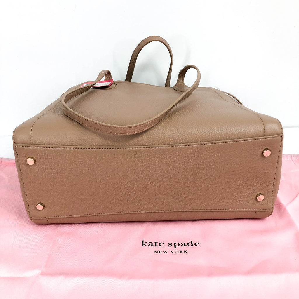 KATE SPADE Knott Large Tote Bag Tan Raw Pecan Shoulder Straps Leather NWT