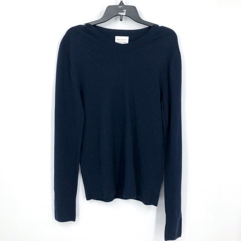 ACTIVE CASHMERE Men's Cashmere Sweater Small Navy Blue Long Sleeve NWT