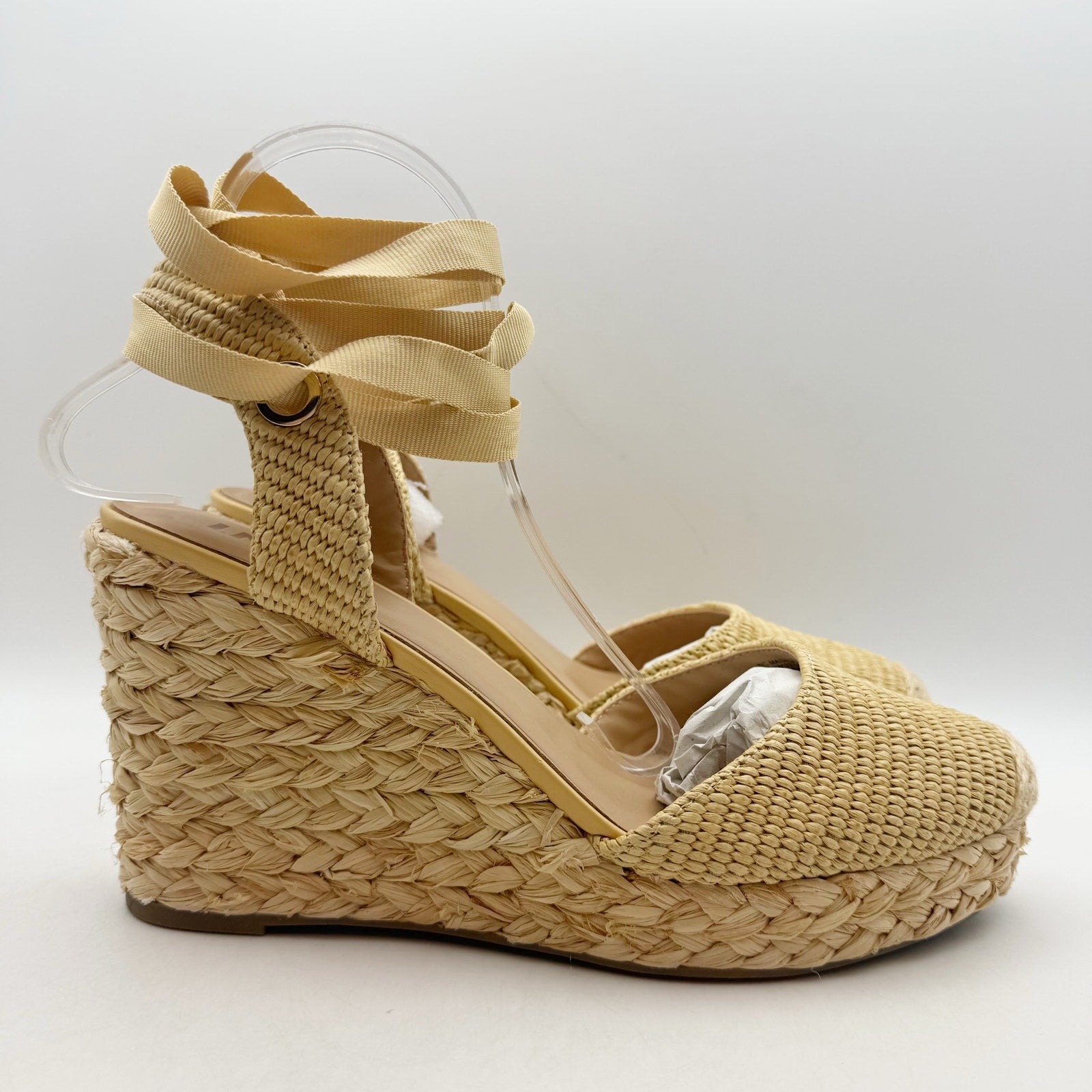 International Concepts Women Maisie Lace-Up Espadrille Wedge Sandal 12 Beige NIB
