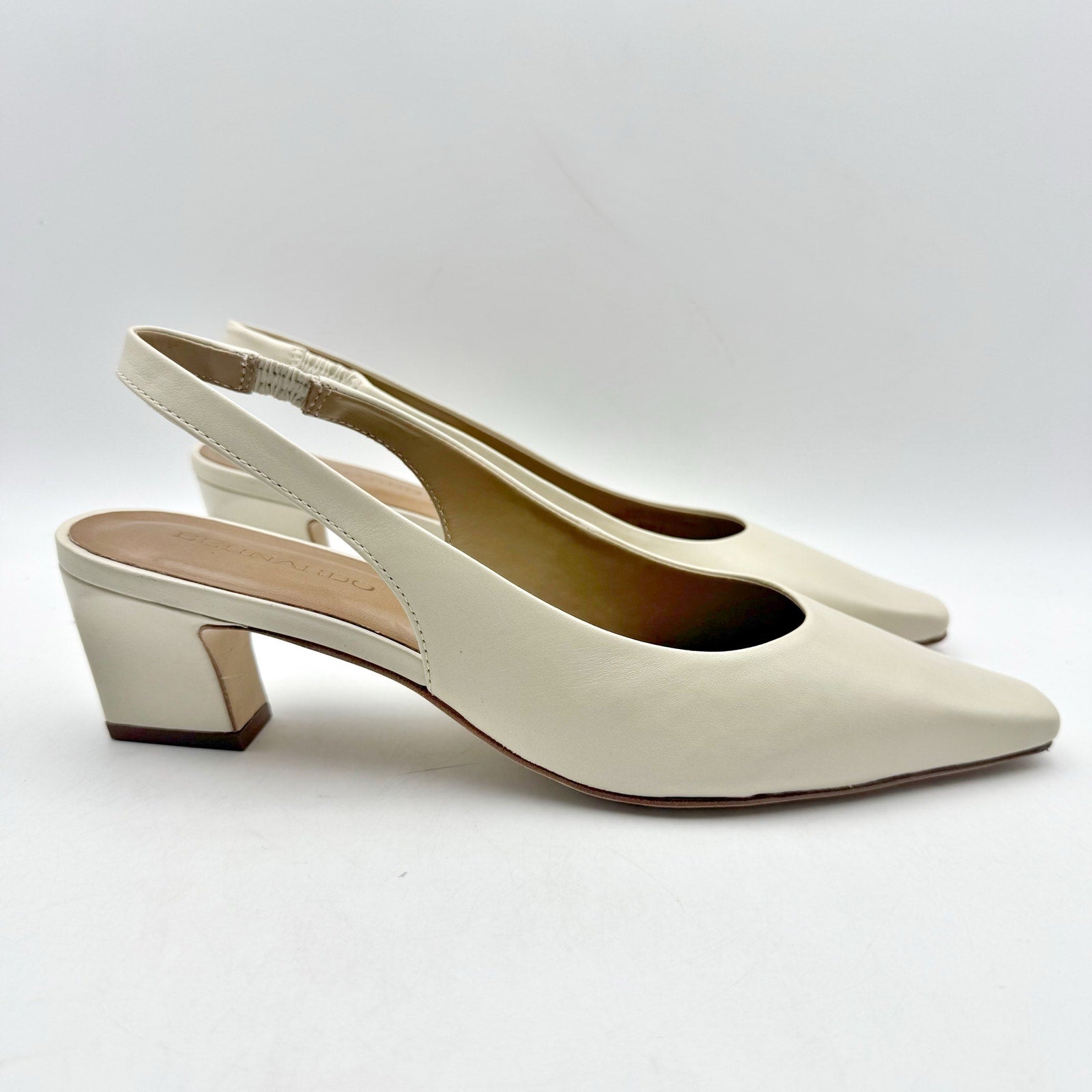 Bernardo Womens Ariella Pumps US 8 M Beige Eggshell Leather Slingback NIB