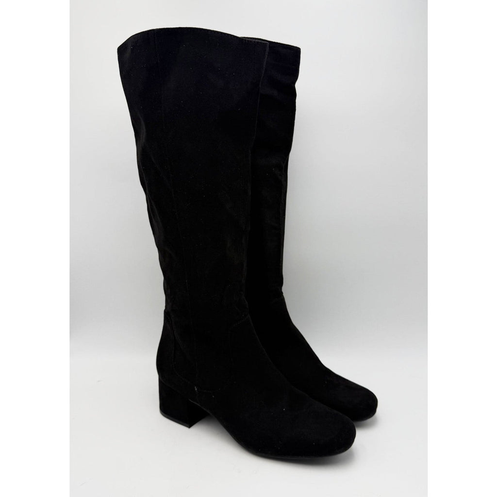 Kenneth Cole Reaction Womens Road Tall Boots Size 8 EU 39 Black Faux Suede NWOB