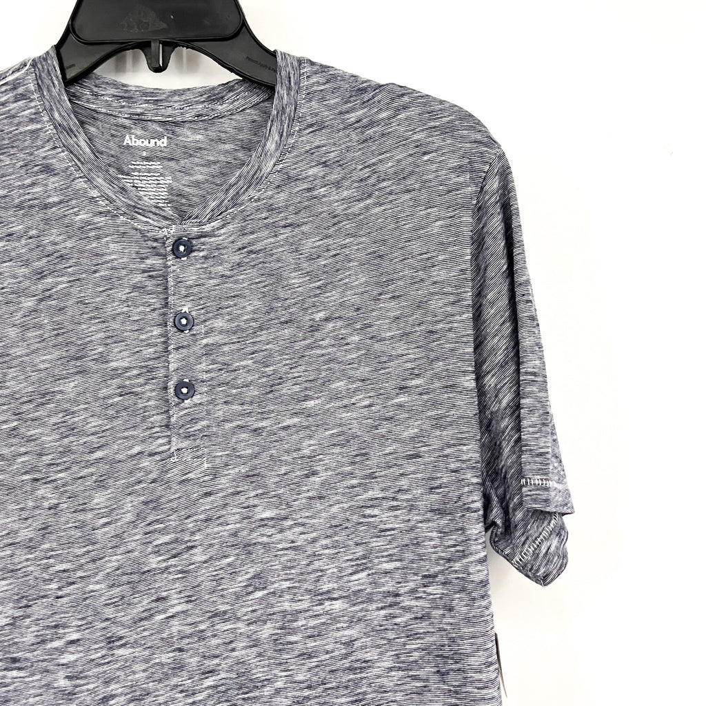 ABOUND Mens Jersey Slub Henley Tee Small Navy Blue White Short Sleeve Cotton NWT