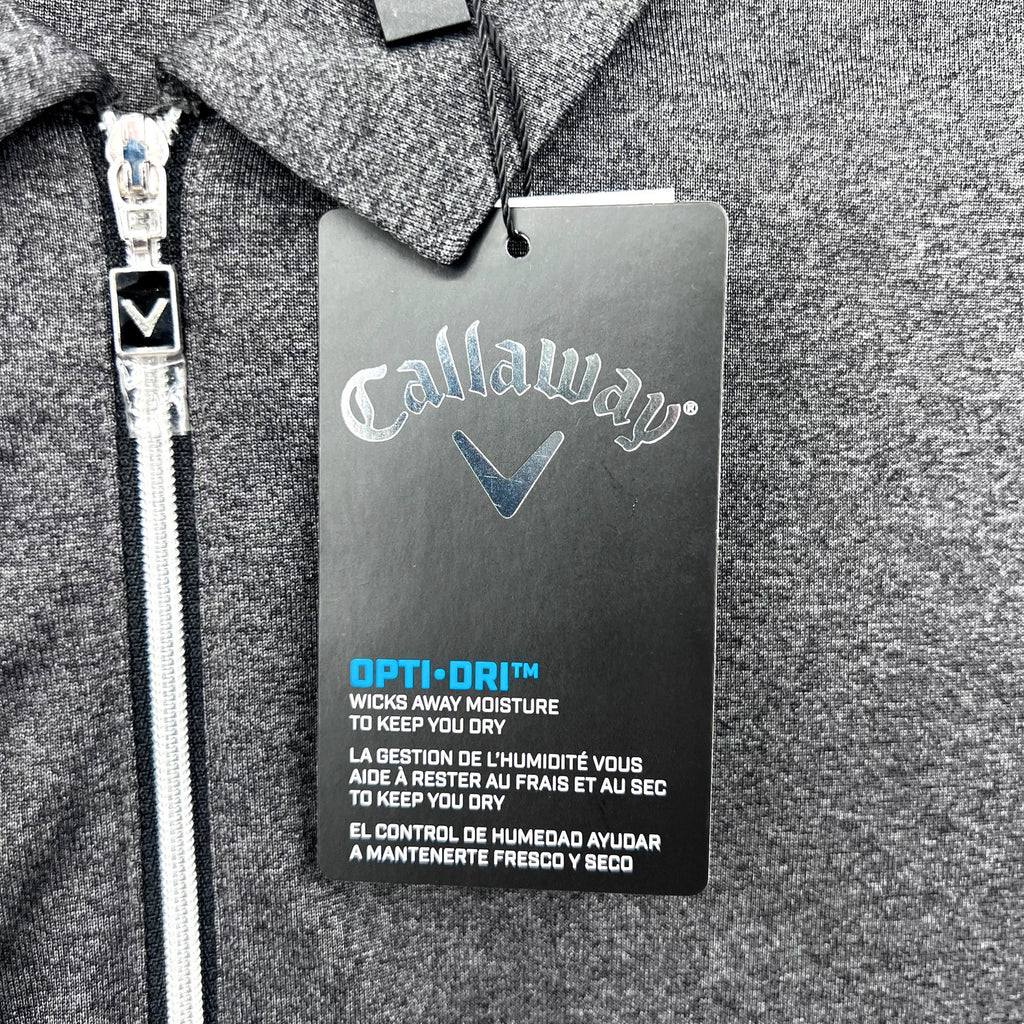 CALLAWAY Womens Golf Polo Shirt Medium Black Heather 1/4 Zip Short Sleeve NWT