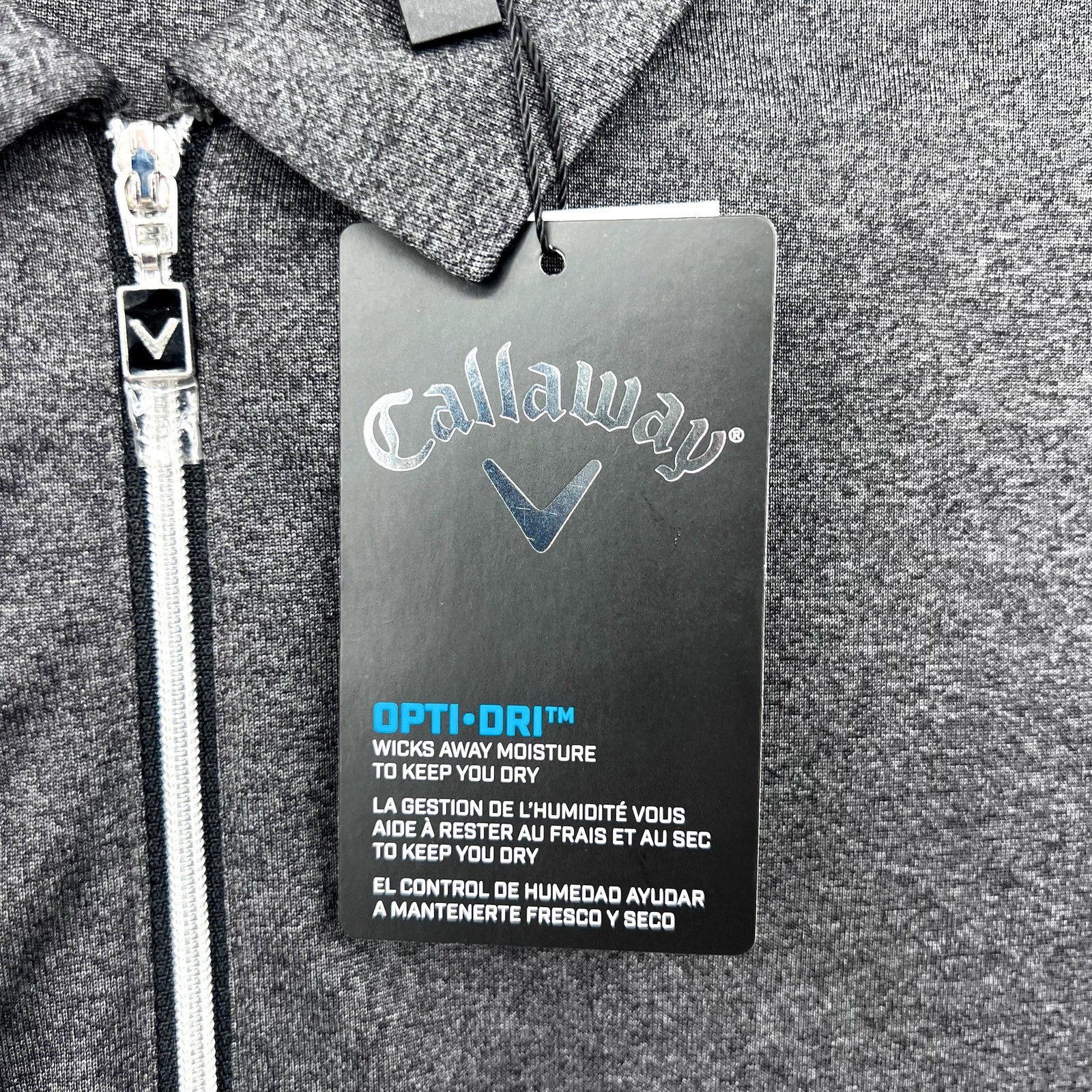CALLAWAY Womens Golf Polo Shirt Medium Black Heather 1/4 Zip Short Sleeve NWT