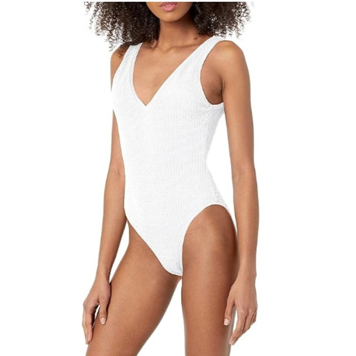 SEAFOLLY Womens Sea Dive Deep V Neck One Piece Swimsuit Size 8 White Stretch NWT