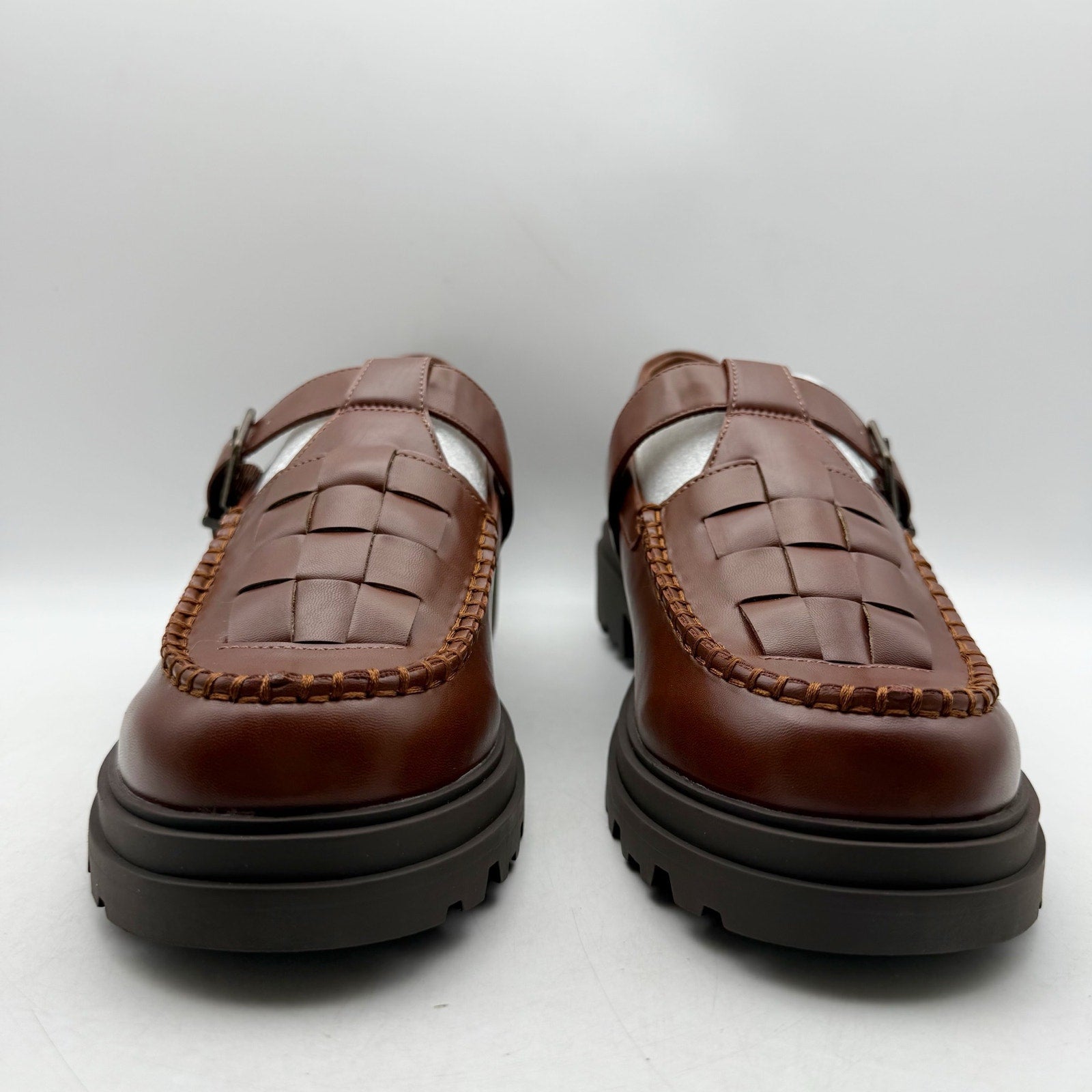 Bella Vita Womens Makell Lug Loafers US 11 WW Dark Tan Mary Jane NIB
