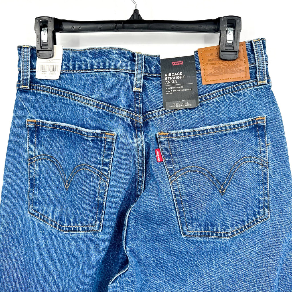 Levi's Womens Ribcage Straight Ankle Jeans 30x29 10 Jazz Pop Blue 72693-0177 NWT