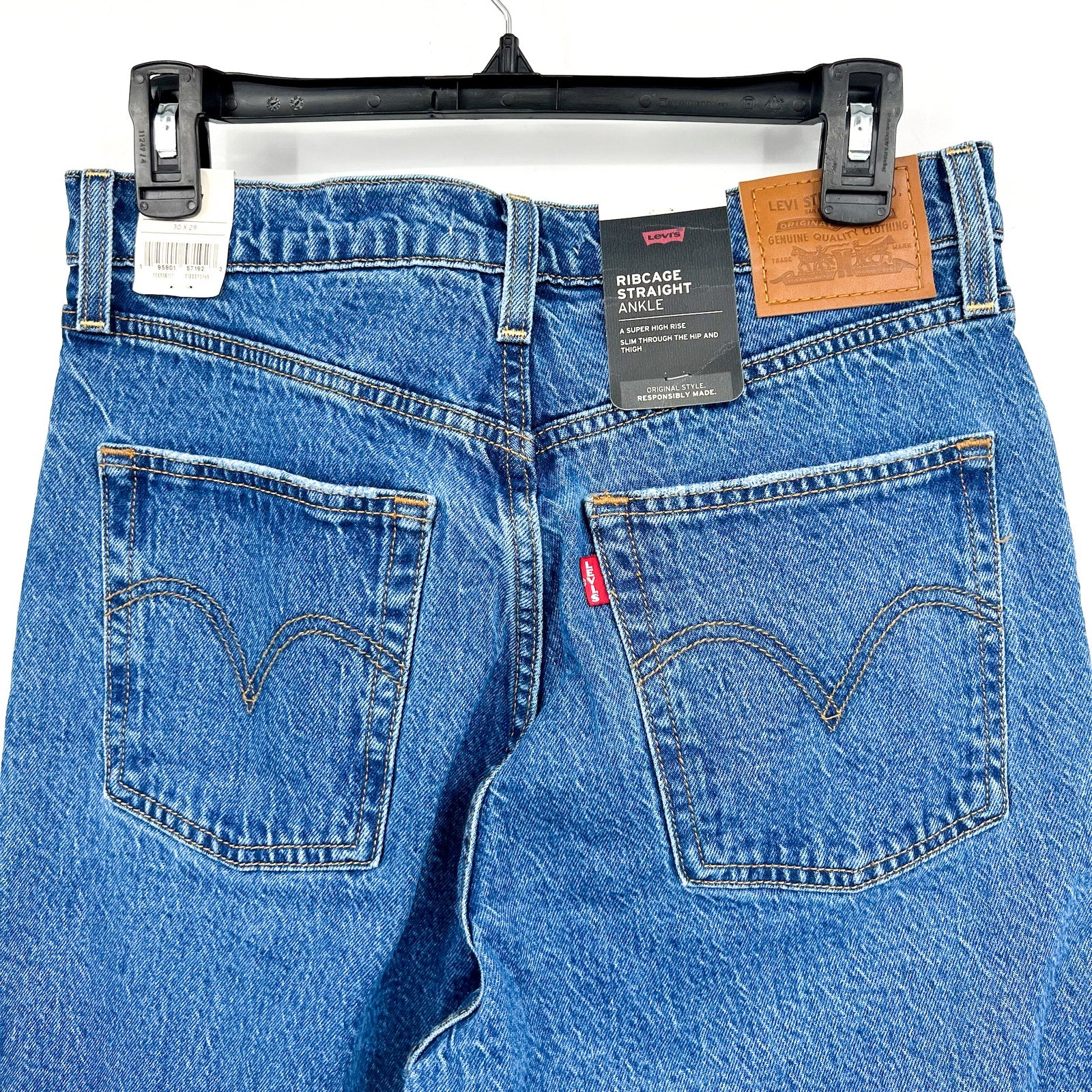 Levi's Womens Ribcage Straight Ankle Jeans 30x29 10 Jazz Pop Blue 72693-0177 NWT
