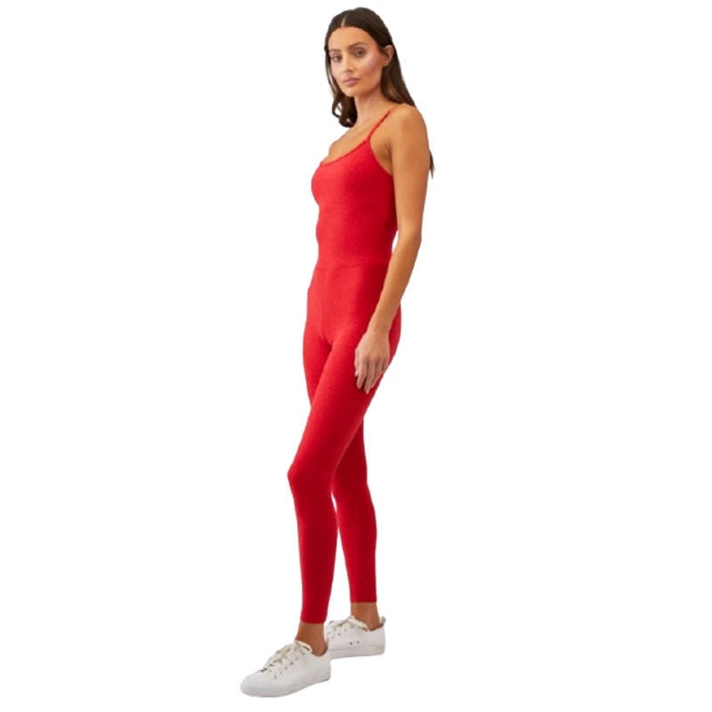 BEYOND YOGA Uplevel Midi Jumpsuit Large 12-14 Ruby Red Heather Space Dye NWT