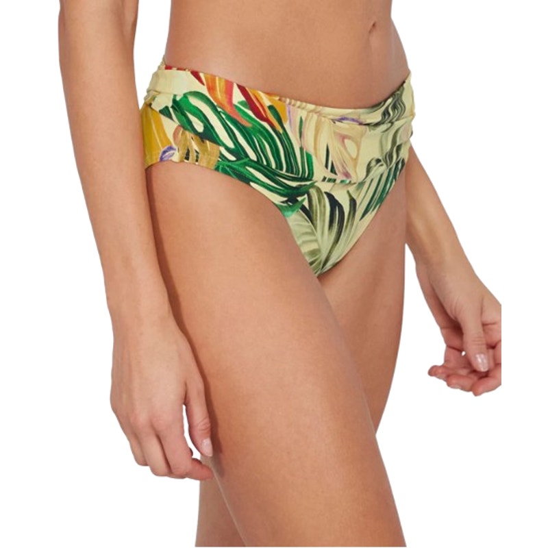 SUNSETS Women's Unforgettable Hipster Bikini Bottom Small Yellow Print NWT