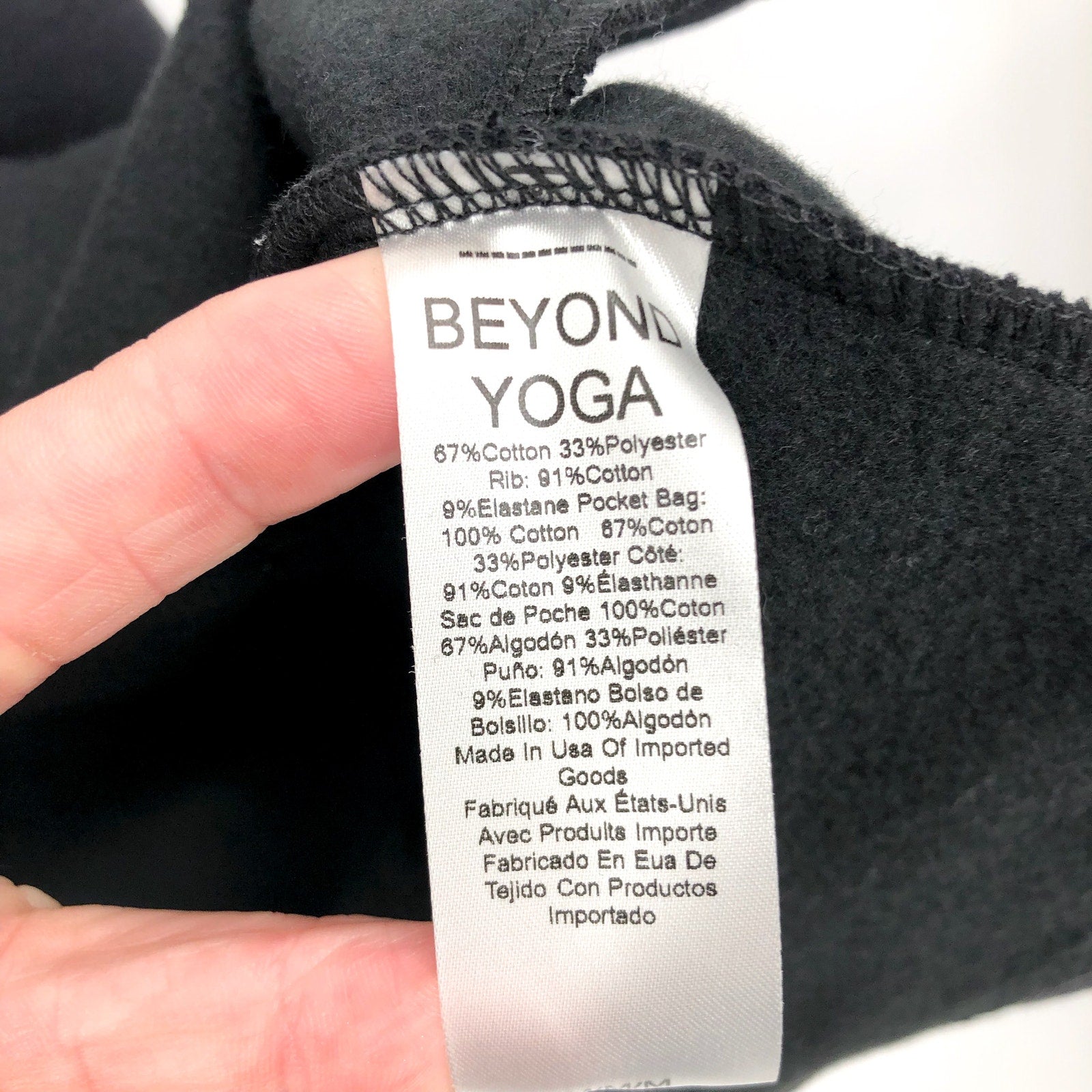 Beyond Yoga Womens Luxe Fleece Hooded Jacket Medium Black Open Front NWT