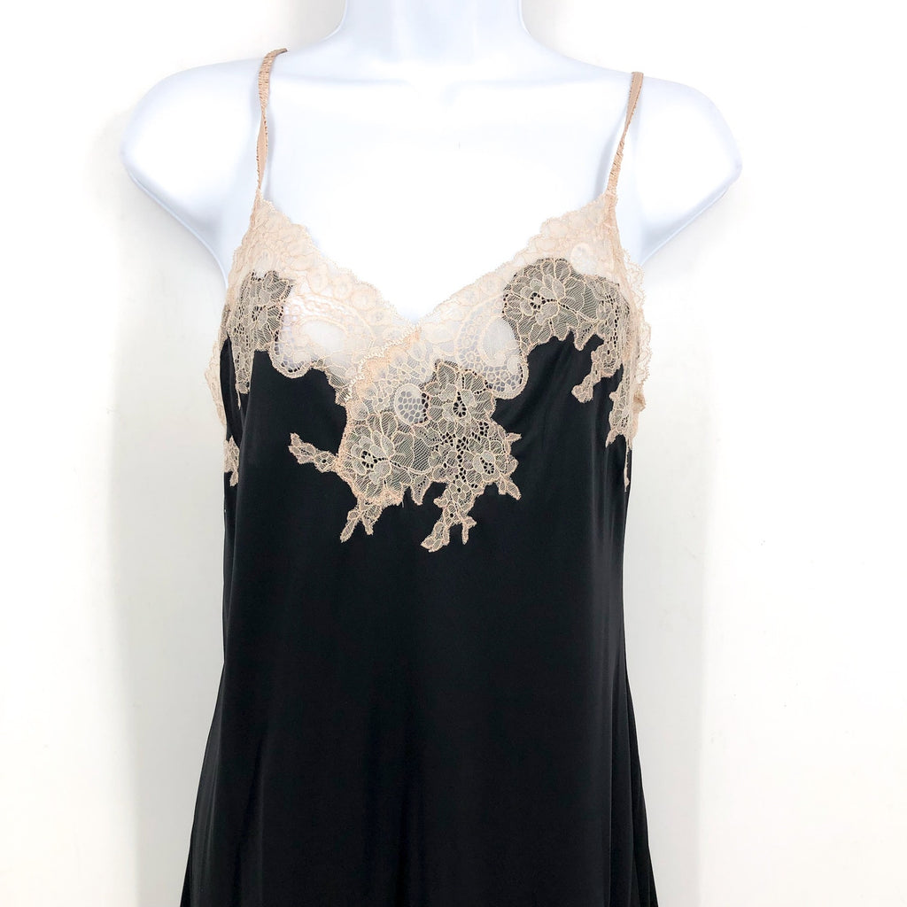 NATORI Women's Enchant Lace Trim Chemise Small Black Cafe Sleeveless NWT