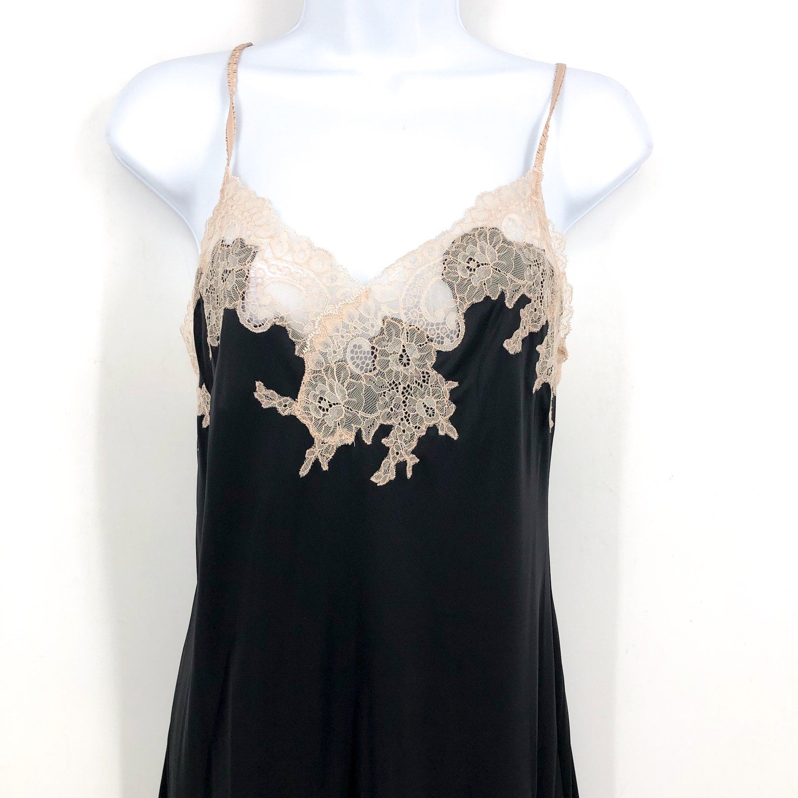 NATORI Women's Enchant Lace Trim Chemise Small Black Cafe Sleeveless NWT
