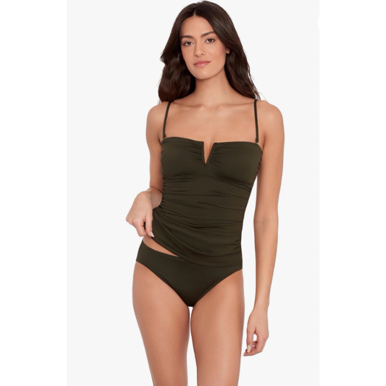 LAUREN RALPH LAUREN V Wire Bandini Swim Top Size 16 Olive Green Beach Club NWT