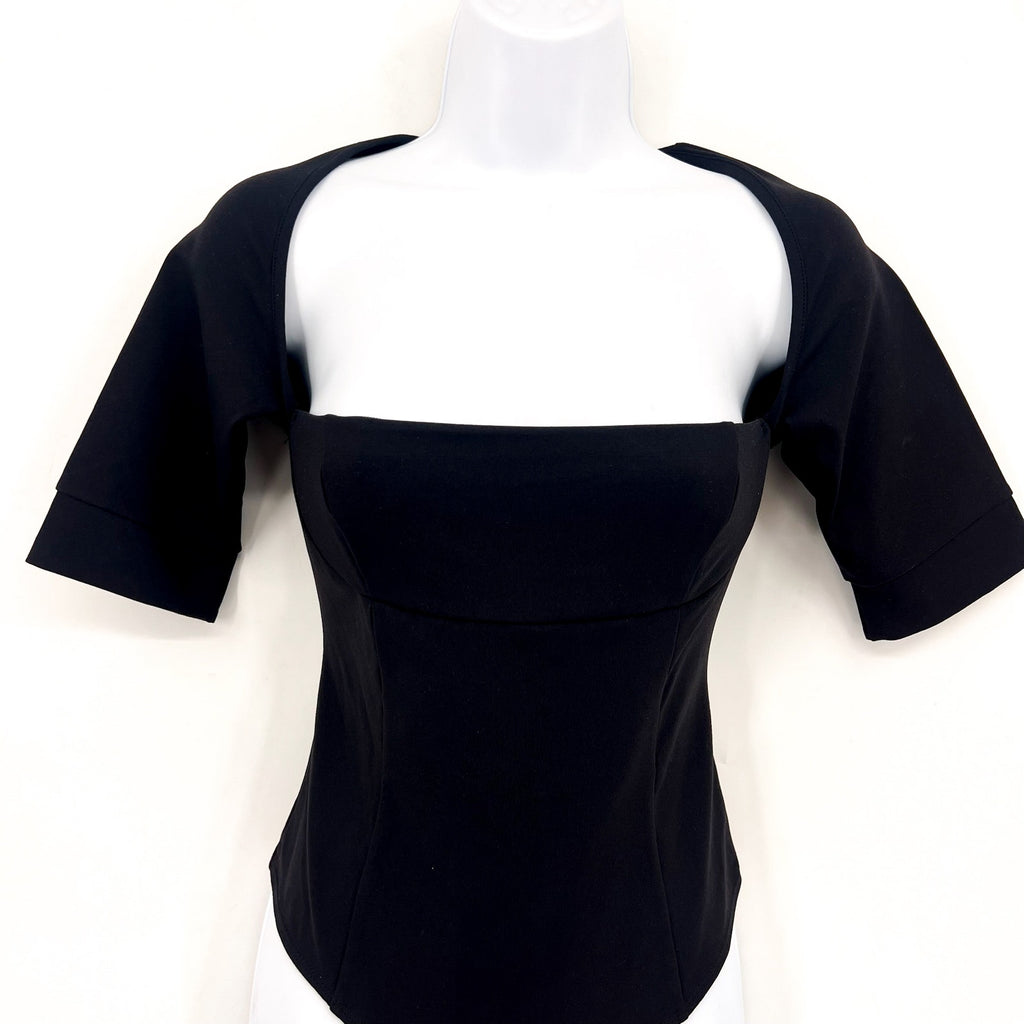 FREE PEOPLE X INTIMATELY FP Everly Bodysuit Small Black 3/4 Sleeve Bolero NWT