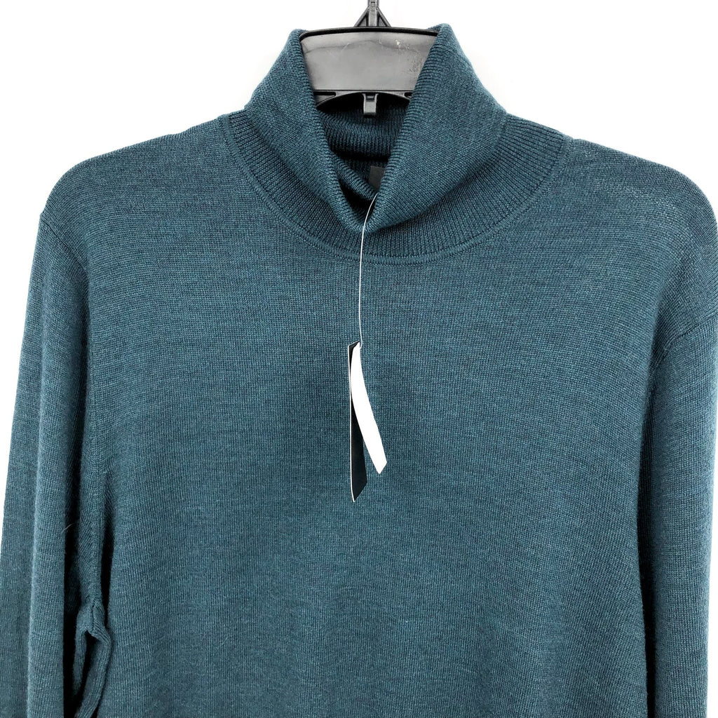 NORDSTROM Men's Turtleneck Sweater Large Teal Green Merino Wool Washable NWT