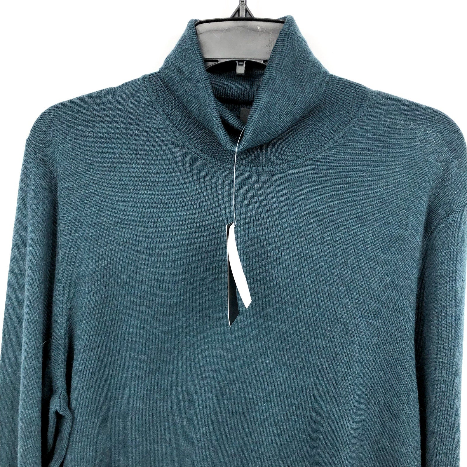 NORDSTROM Men's Turtleneck Sweater Large Teal Green Merino Wool Washable NWT