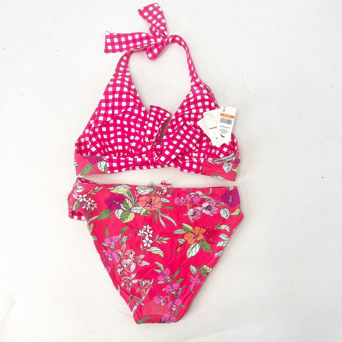 TOMMY BAHAMA Summer Floral Rev Hipster Bikini Set Small Passion Pink NWT