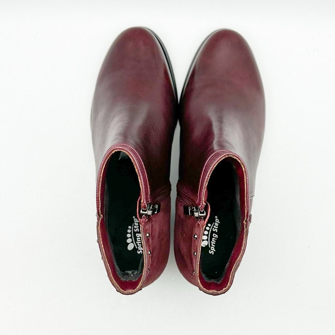 Spring Step Womens Kastania Ankle Boots EU 36 US 5.5-6 Bordeaux Red Leather NWOB