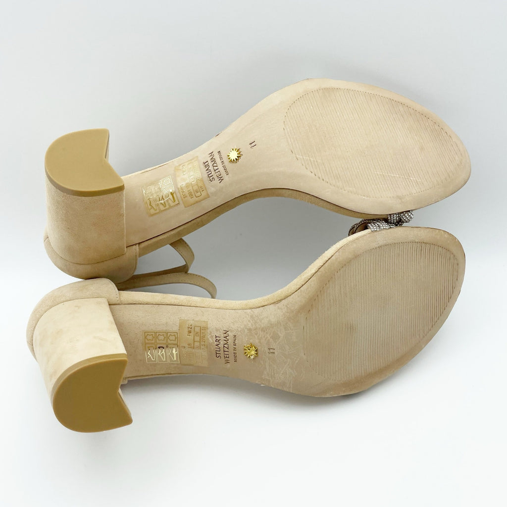 Stuart Weitzman Womens Nearlynude Highshine Sandal Size 11 Adobe Beige Heel NWOB