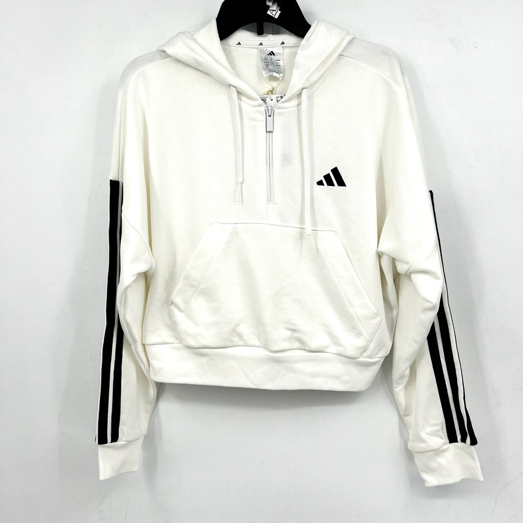 ADIDAS Essentials 3-Stripes French Terry Quarter-Zip Hoodie Small White NWT