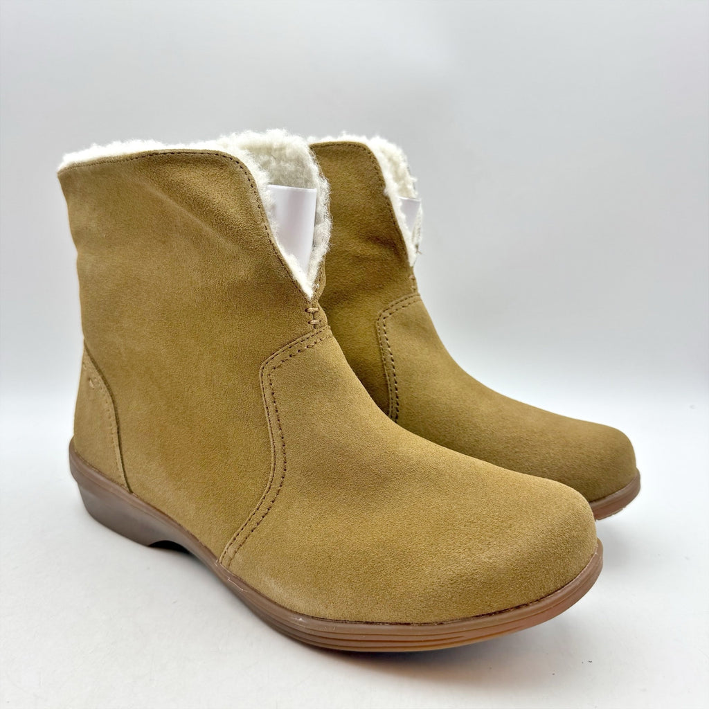 Spenco Womens Sun Valley Ankle Boots US 12 M Tan Suede Sherpa Lined NIB