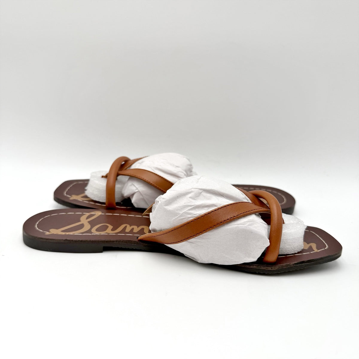 Sam Edelman Womens Abbey Flat Sandals Size 7 EU 37 Brown Leather NIB