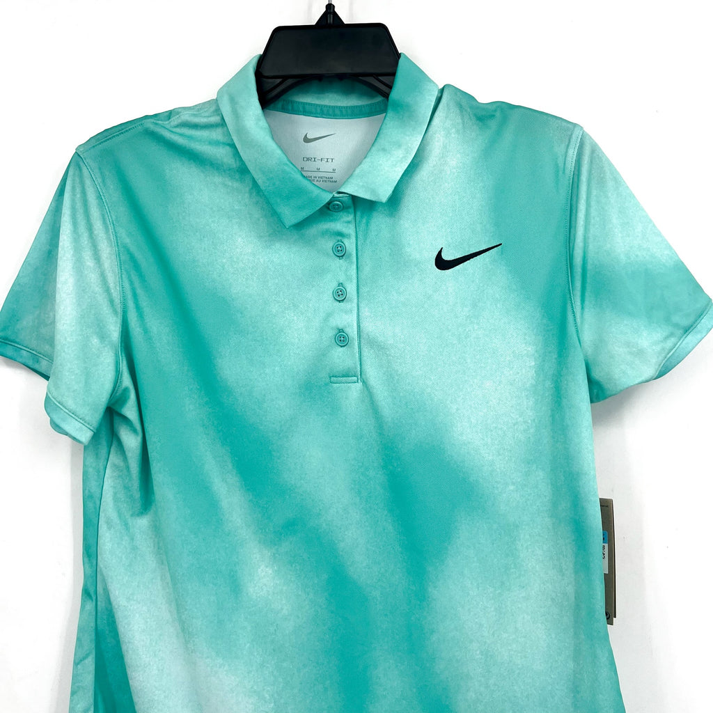 Nike Womens Dri-FIT Golf Polo Medium Green Short-Sleeve Printed NWT